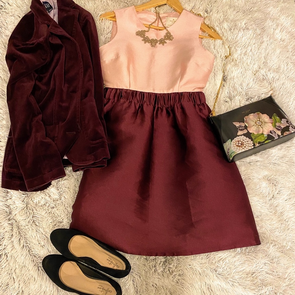 Kate Spade Pink and Burgundy Party Dress